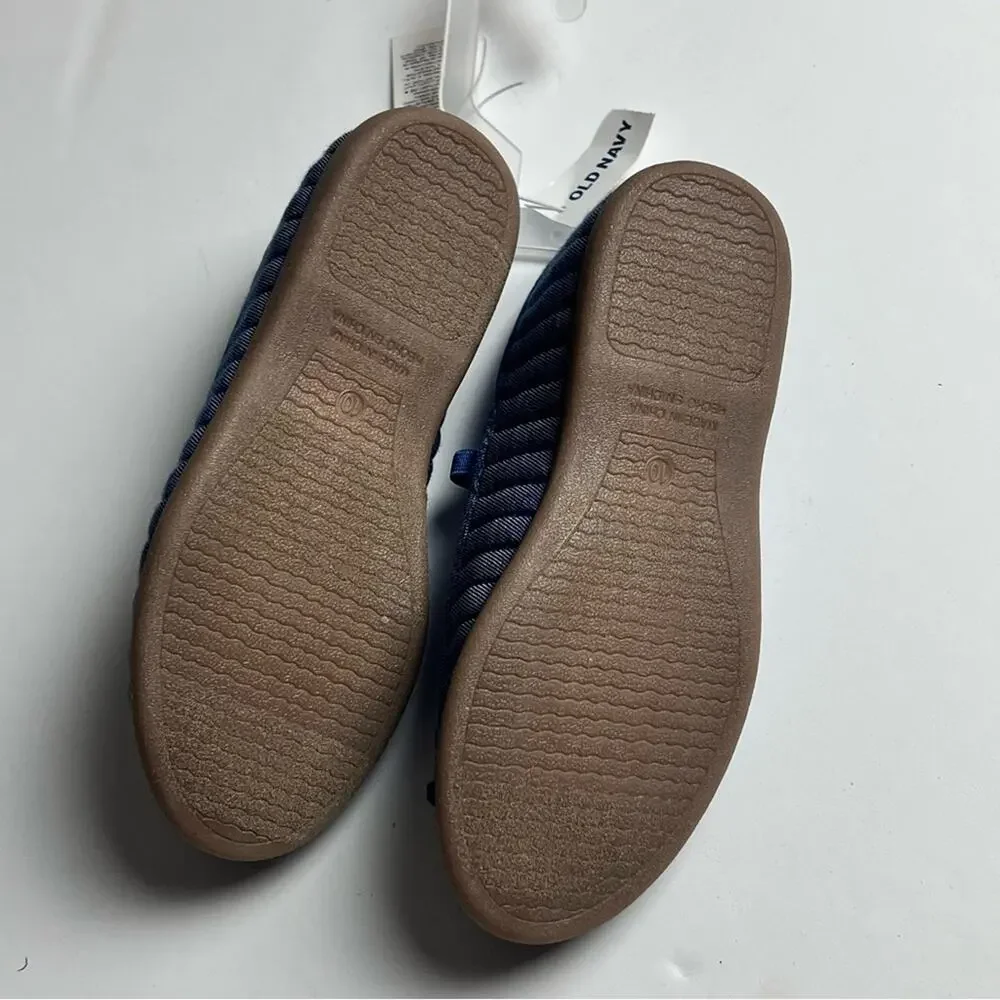 Old Navy Toddler Girl Cute and Stylish Comfortable Chambray Blue Ballet Flats